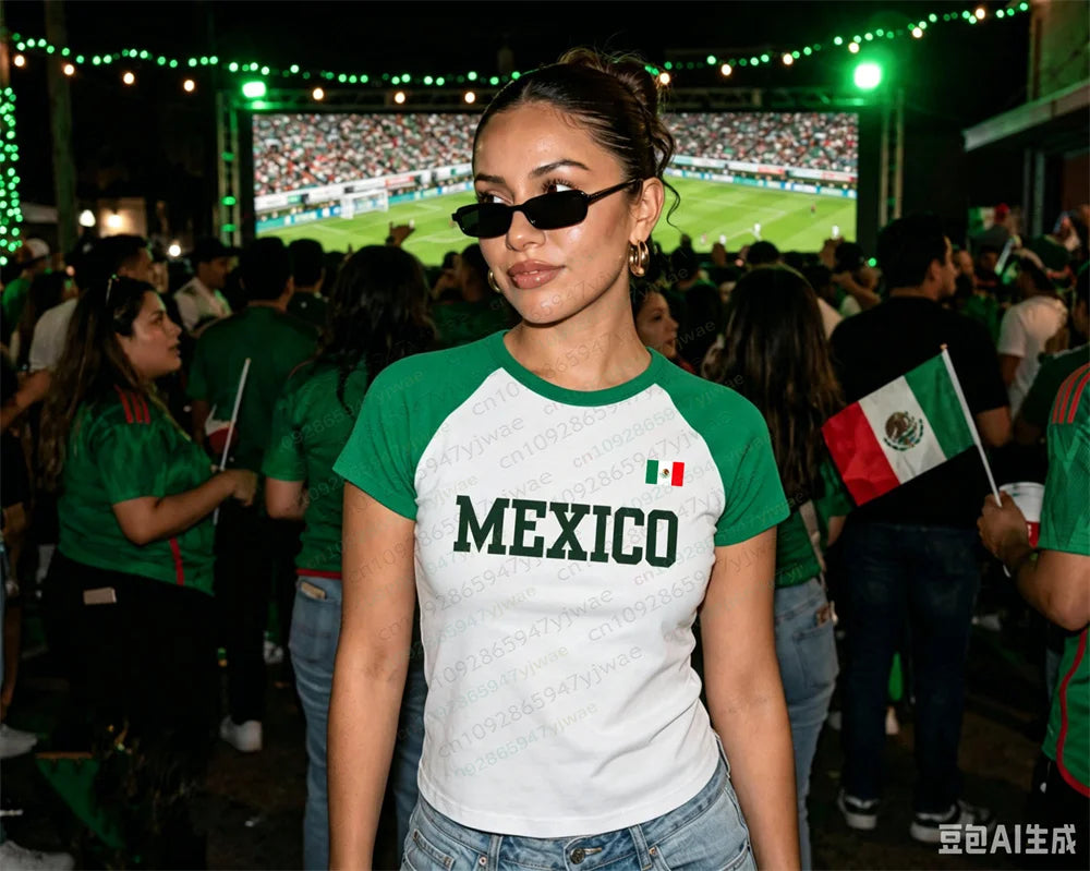 Mexico Tee for Women's Raglan Soccer Fan T-Shirt