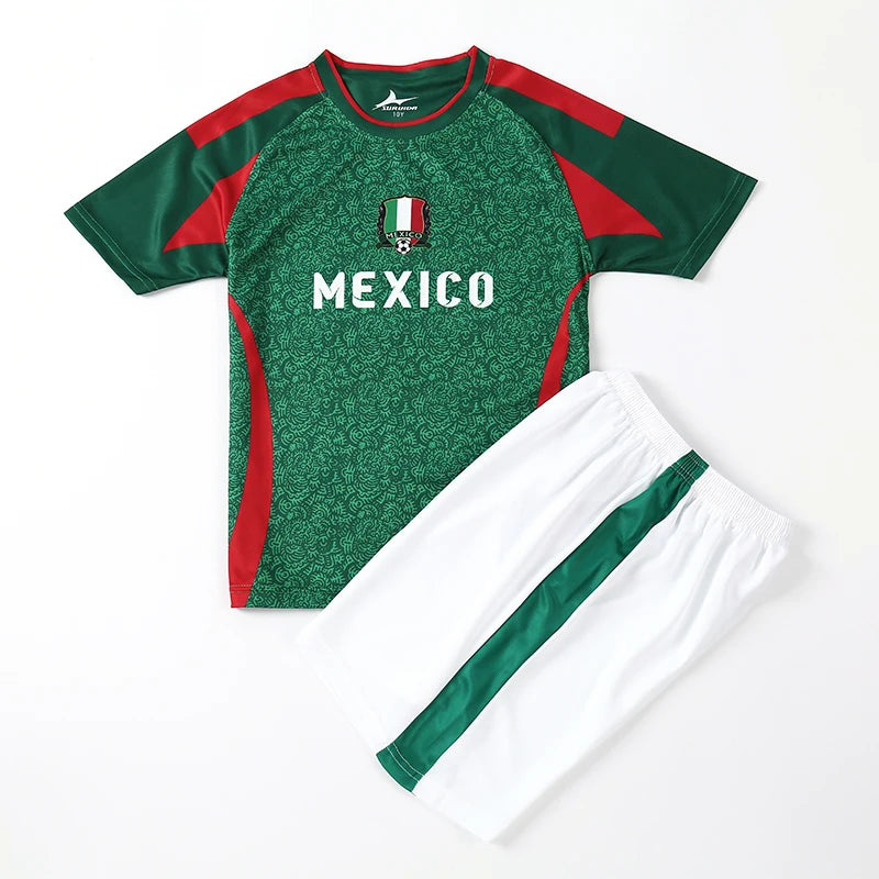 Suruida Kids' Soccer Jerseys Spain Romania Italy Mexico Children Soccer Uniforms Quick Dry Soccer Tracksuit for Boys & Girls