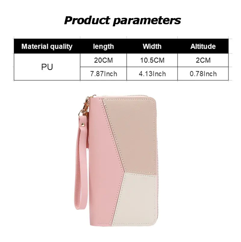 Women's Color Block Zip Wallet | Large PU Leather Card Holder & Coin Purse