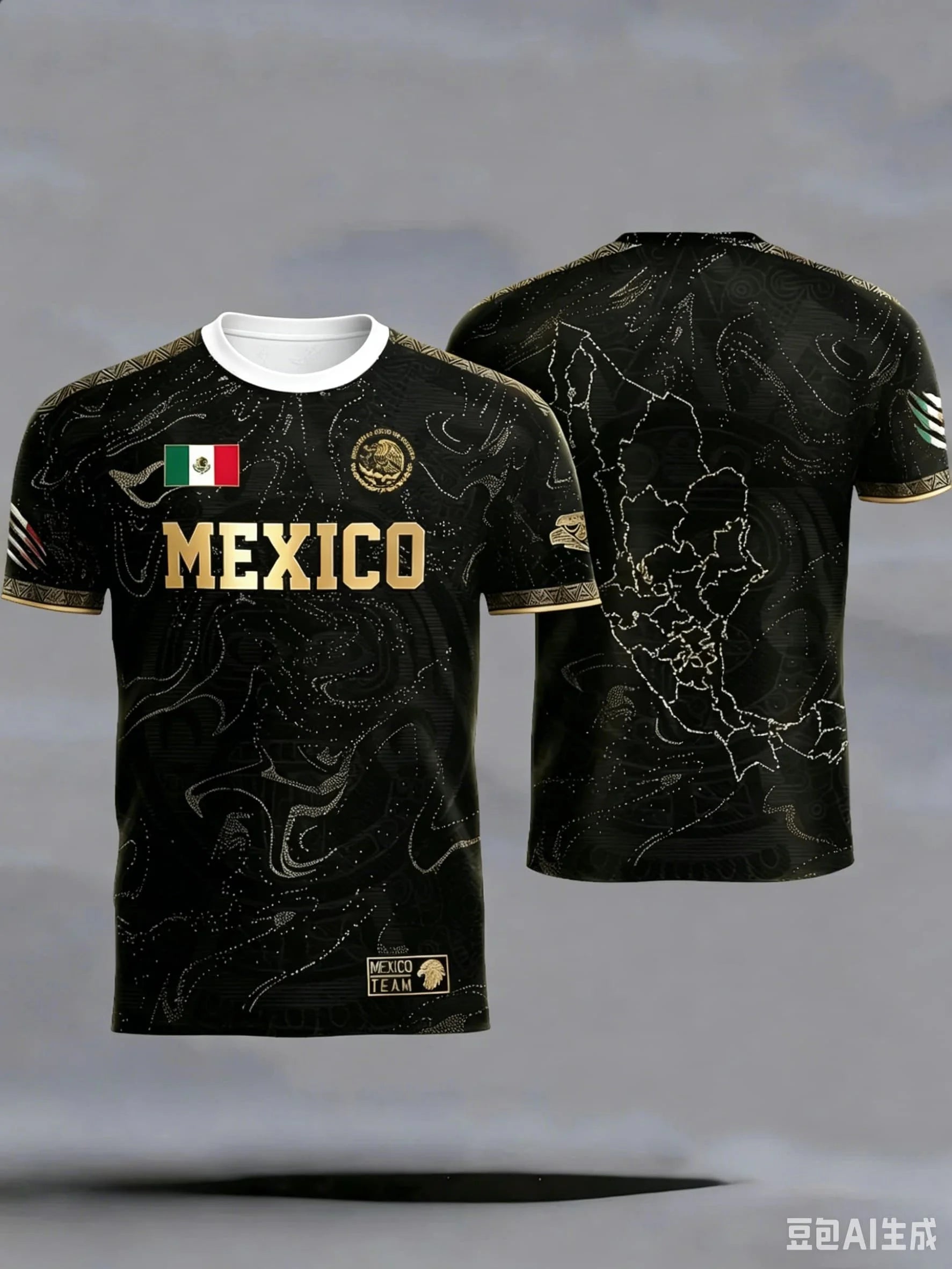 Gold MEXICO Eagle Flag Breathable Training Sportwear