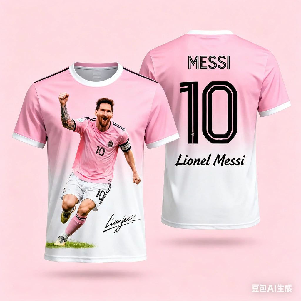 2026  Messi 10 Soccer Jersey Men with Barcelona Inspired Print Front and Messi Name and Number Back Sportswear for Fans
