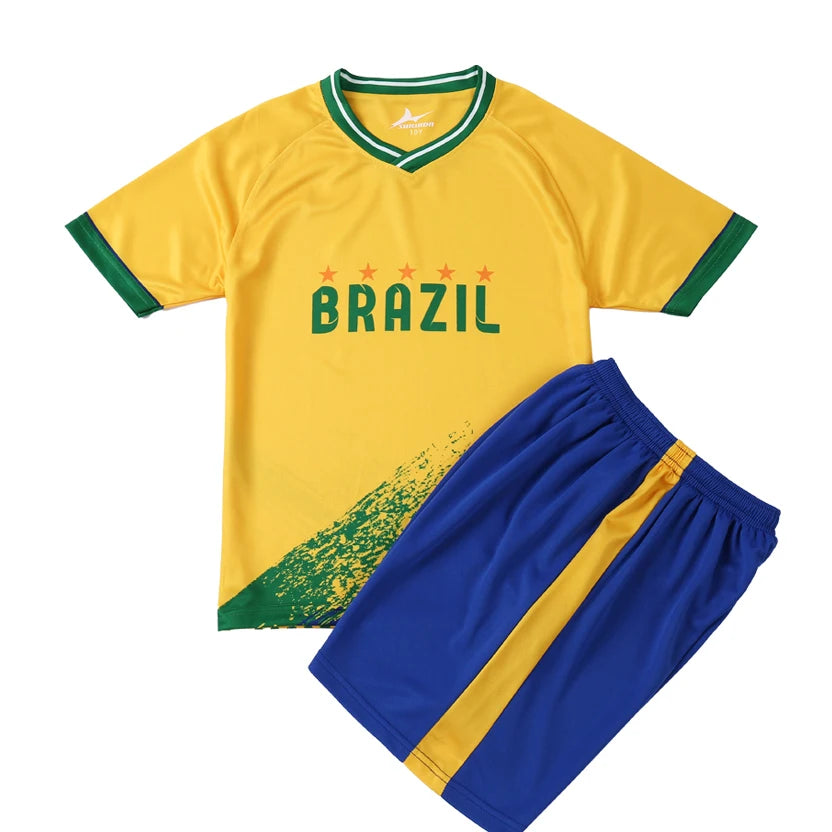 Suruida Kids' Soccer Jerseys Spain Romania Italy Mexico Children Soccer Uniforms Quick Dry Soccer Tracksuit for Boys & Girls