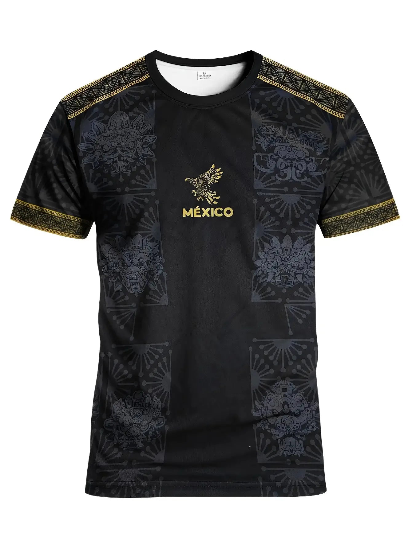 Aztec Mexico Premium Black & Gold Soccer Fan Jersey – Lightweight Performance T-Shirt
