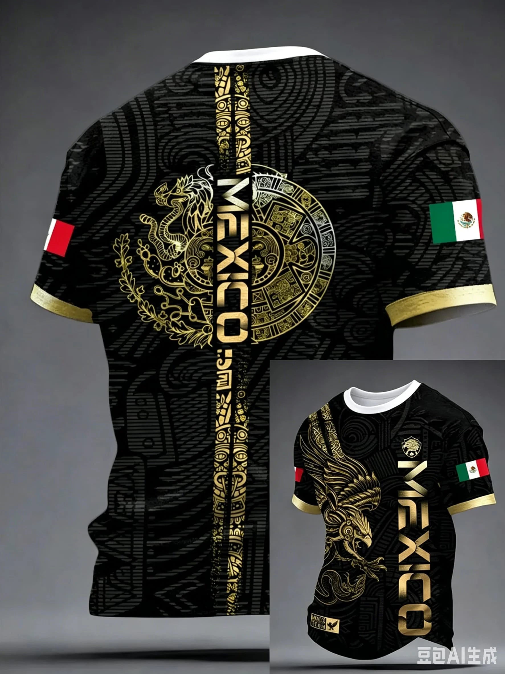 Men Mexico Flat Print Soccer Jersey Crew Neck Short Sleeve T Shirt Red MEXICO Letter  Sports Training Fan Casual Football Tee