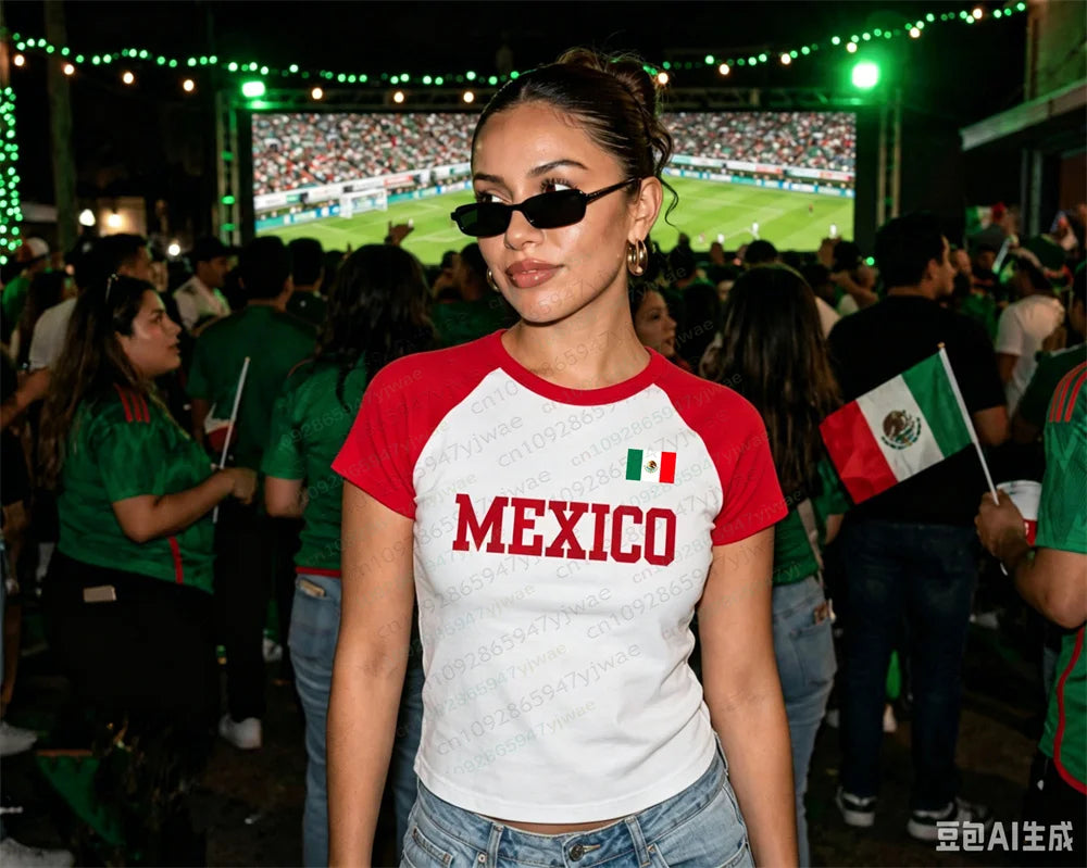 Mexico Tee for Women's Raglan Soccer Fan T-Shirt