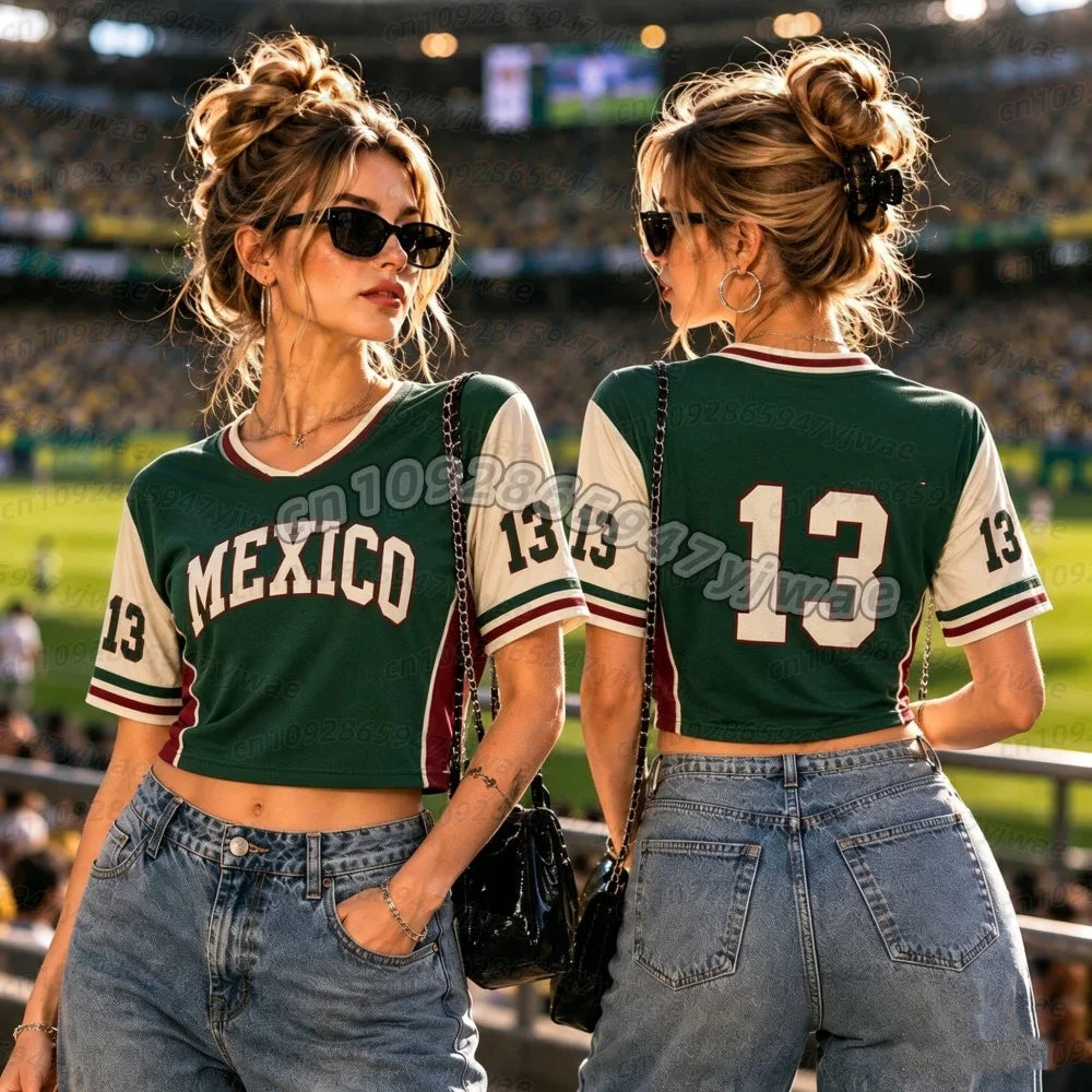 Women's Graphic Soccer Fan Crop Top | Breathable Short Sleeve Sports Tee