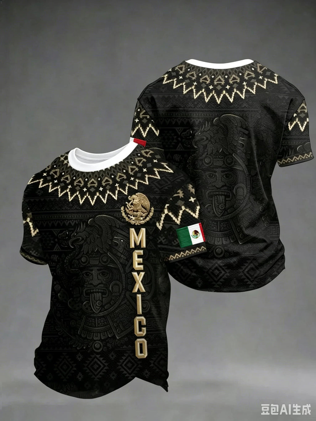Gold MEXICO Eagle Flag Breathable Training Sportwear