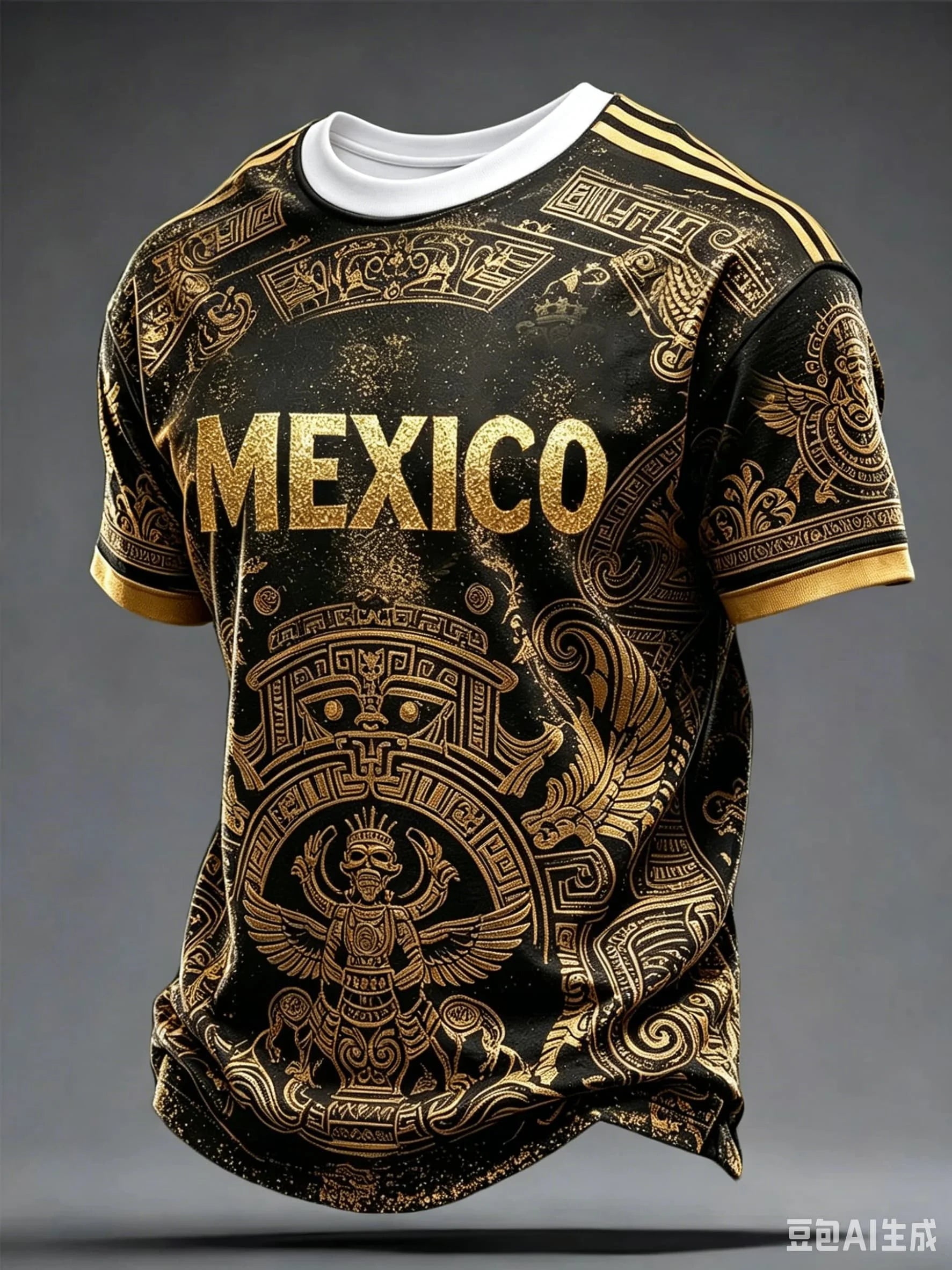 Gold MEXICO Eagle Flag Breathable Training Sportwear