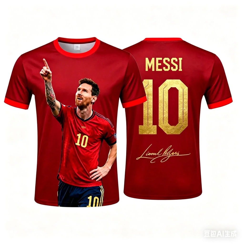 2026  Messi 10 Soccer Jersey Men with Barcelona Inspired Print Front and Messi Name and Number Back Sportswear for Fans