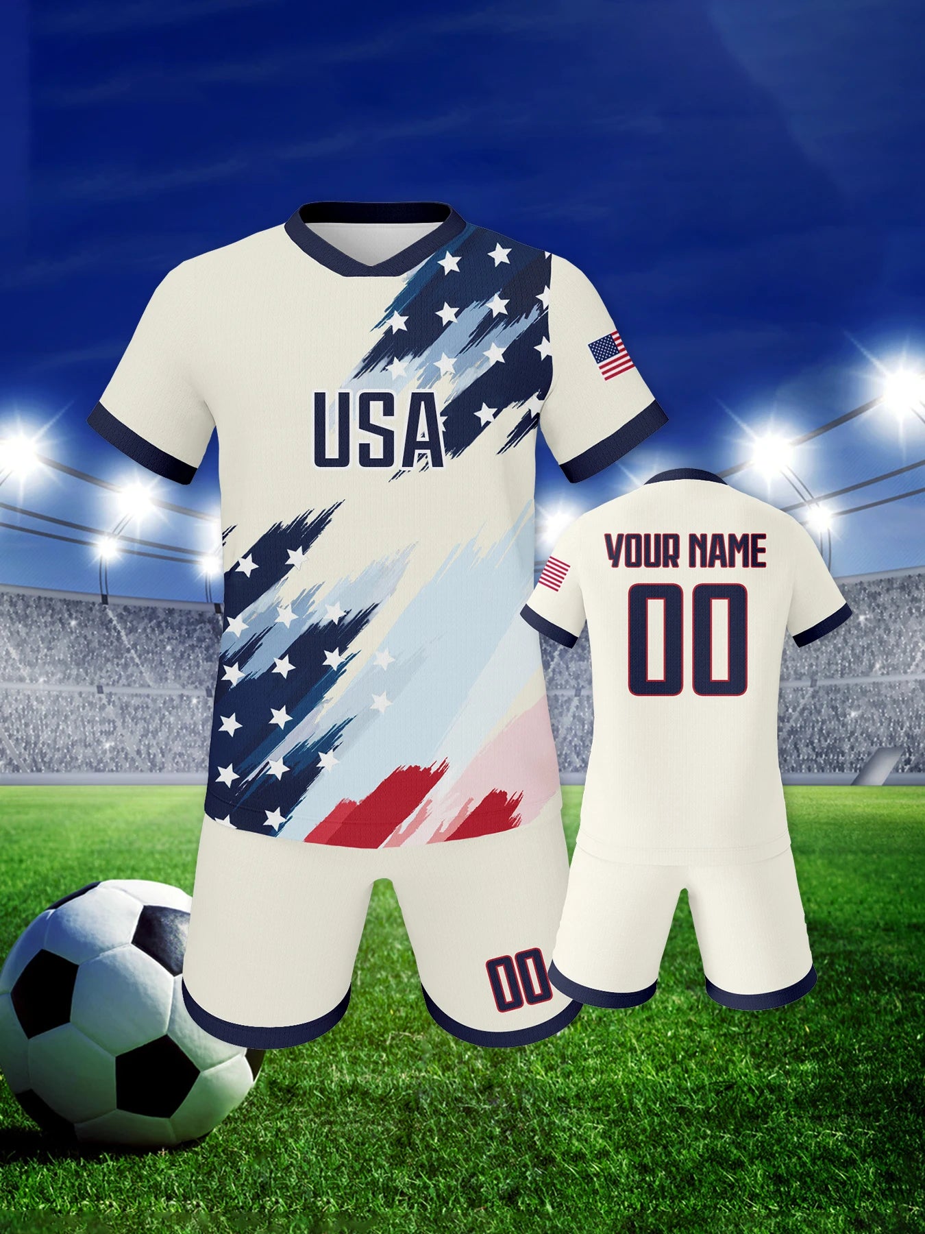 Personalized USA Soccer Uniform for Kids | Custom Name & Number