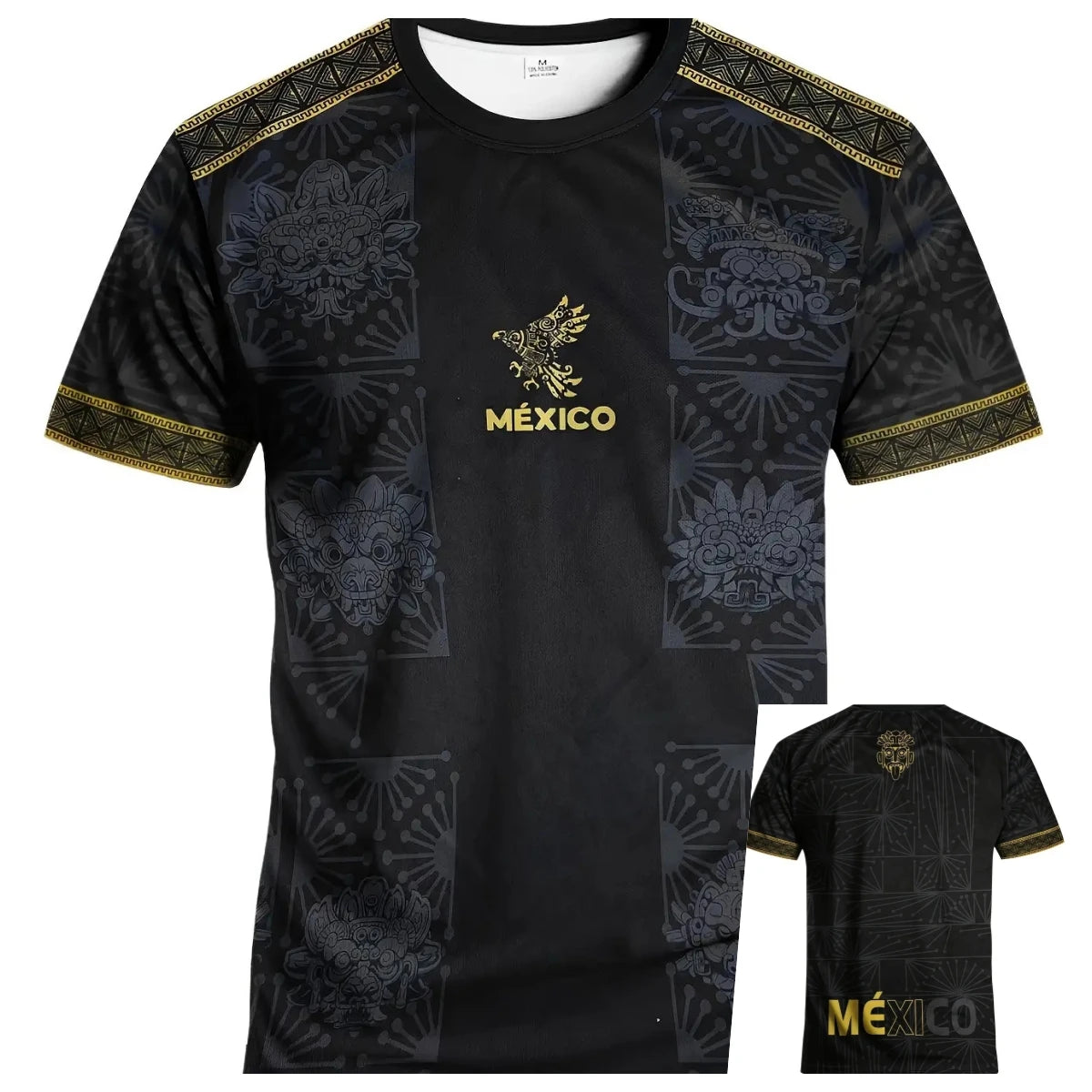 Aztec Mexico Premium Black & Gold Soccer Fan Jersey – Lightweight Performance T-Shirt