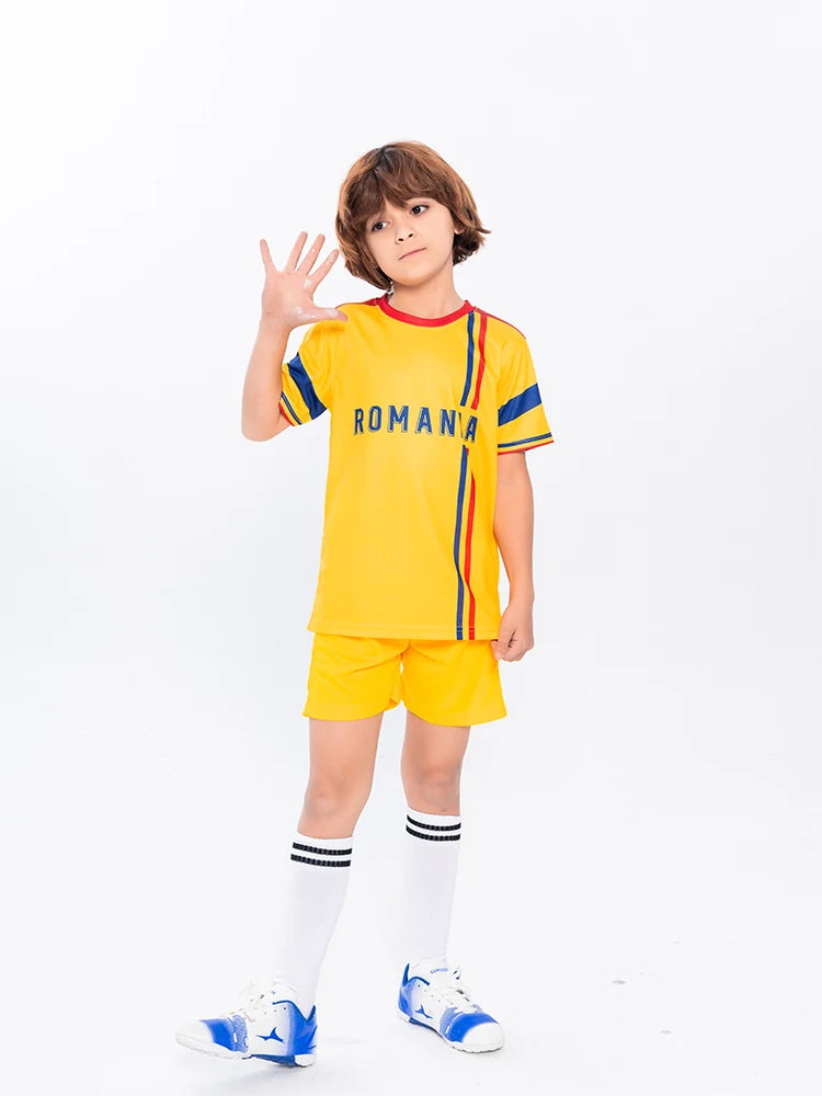 Suruida Kids' Soccer Jerseys Spain Romania Italy Mexico Children Soccer Uniforms Quick Dry Soccer Tracksuit for Boys & Girls